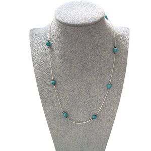 Silver Necklace with turquoise and silver beads 18 inches